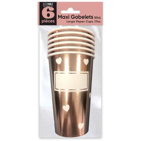 gobelets maxi coeur rose gold 50 cl 