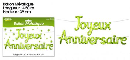 ballon mylar joyeux anniversaire vert 