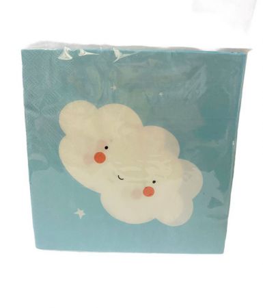 serviette baby shower bleu nuage 