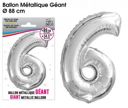 ballon helium alu geant chiffre 6 