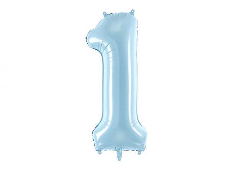 ballon alu chiffre 1 bleu ciel 