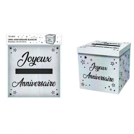 urne metallique anniversaire blanc 