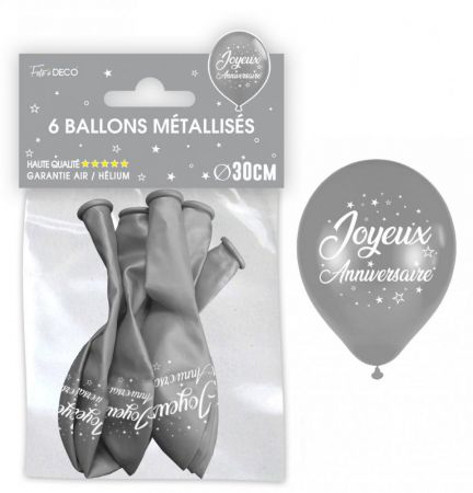 ballon anniversaire metal argent 