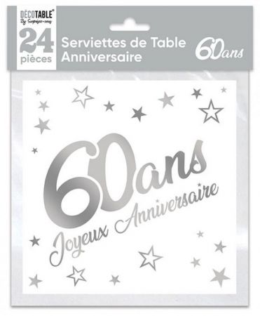 serviette argent 60 ans 