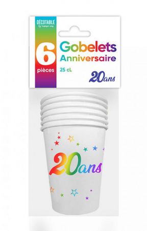 gobelet anniversaire multicolor 20ans 