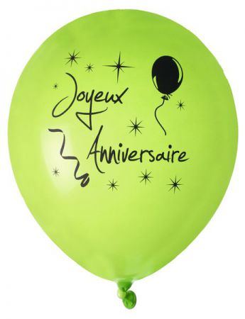 Ballons anniversaire couleur verte - Set de dix ballons de baudruche
