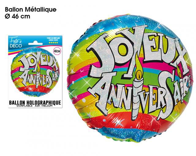 Ballon aluminium joyeux anniversaire multico - Ballons - articles de fête